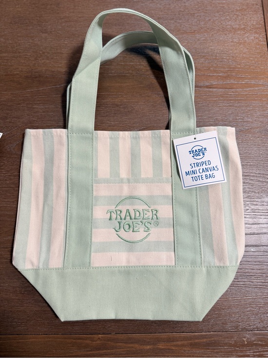Trader Joe'S Handbags - Trader Joe’s Mint Green Stripe Mini Canvas Tote